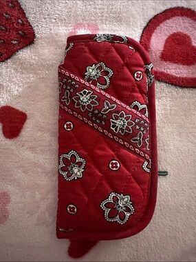 Vera Bradley Quilted Soft Red Floral Sunglasses Case